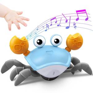 lot 10663 image: Plnmlls Crawling Crab Baby Toy - Tummy Time Toys - with Music and LED Light,Built-in Rechargeable Battery and Volume Can be Turned Off for 12-18 36 Months Walking Toddler Birthday Gift(Sky Blue)