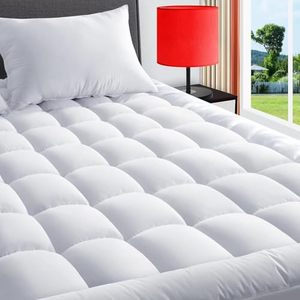 lot 10677 image: King Mattress Pad Quilted Fitted Mattress Cover Pillow Top Mattress Topper Breathable Mattress Protector with 8-21 Inch Deep Pocket