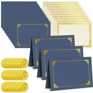 lot 10689 image: Epakh Certificate Kit Includes Certificate Holders and Papers Foil Award Seals Stickers Diploma Covers Graduation Competition Supplies(Blue, Gold)