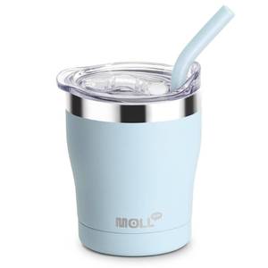 lot 10691 image: Mollcity kids Cup-9 oz Stainless Steel Vacuum Insulated Tumbler Lids and Straws- Kids Smoothie Cup Spill Proof, BPA Free(Blue)