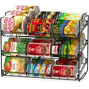 lot 10693 image: Deco Brothers Stackable Can Rack Organizer for Kitchen and Pantry, 3 Tier, Black