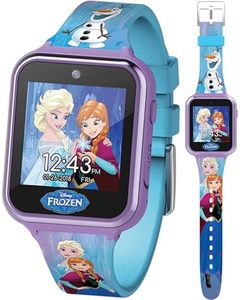 lot 10697 image: Disney Frozen II Kids Smart Watch - Touchscreen Watch with Camera, Games, Pedometer, Voice Recorder, Stopwatch &amp Alarm - Anna &amp Elsa Design - Fits Wrists from 5.5 to 8