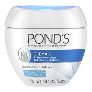 lot 10803 image: PONDS Crema S Nourishing Face Moisturizer for Women, Skin Care Facial Moisturizer Cream for Dry to Very Dry Skin, Nourishes for up to 24 hours 14.1 oz