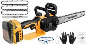 lot 76556 image: Mini Chainsaw Cordless Compatible for Dewalt 20V Battery (Without Battery) 12 Inch Handheld Brushless Electric Chainsaw with Auto Oiler & Security Lock, for Wood, Trees Cutting (Tool Only) - Retail $84.5