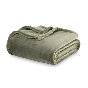 lot 76569 image: Berkshire Blanket Classic Velvetloft Solid Blanket, Queen Size Bed Blanket, Lightweight Cozy Flannel Plush Blanket for Bed and Couch, Dark Sage, 90x90 Inches