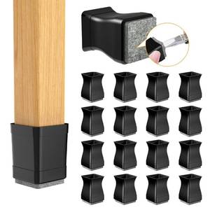 lot 76571 image: Square Chair Leg Protectors - Caps to Protect Wood & Hardwood Floors (1.25 Inch Black)