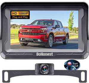 lot 76587 image: DoHonest Backup Camera and Monitor Kit HD 720P Easy Installation for CarSuvPickupTruckVanRVTrailer Single Power Rear View System DrivingReversing Use IP68 Waterproof Night Vision