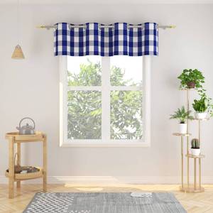 lot 76592 image: NATUS WEAVER Cotton Classic Country Farmhouse Kitchen Window Curtain Grommet Top -Navy Blue & White Buffalo Check Tier & Valance Set, 54 x 18  32 x 36