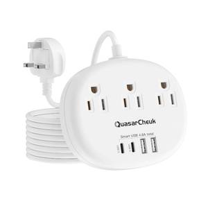 lot 76595 image: UK Ireland Travel Plug Adapter, US to UK Plug Adapter, Type G Travel Adapter with 3 Outlets 4 USB(2 USB C), 5FT Extension Cord, for US to Scotland London England British Irish Dubai Kenya Hong Kong