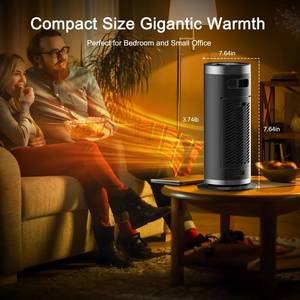 lot 76599 image: 1500W 16 Space Heater with Remote Control &amp Thermostat, Portable PTC Ceramic Electric Heater 4 Heating Modes, 12-Hour Timer, 90° Oscillation, Tip-over Protection, Digital Display for Desk, Indoor Use - Missing Remote