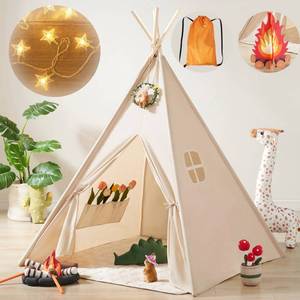lot 10013 image: Tiny Land Kids-Teepee-Tent with Lights & Campfire Toy & Carry Bag, Foldable Toddler Tent for Kids - Washable Teepee Tent for Kids Indoor Tent, Outdoor Play Tent for Boys & Girls