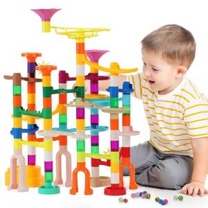 lot 10021 image: Marble Run, 166Pcs Marble Maze Building Block Toys for Kids, STEM Learning Toys Marble Track Race Set with 30 Glow in The Dark Glass Marbles Birthday Gift Toys for Boys & Girls Aged 3-12