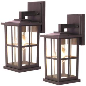 lot 10027 image: BesLowe 2-Pack Outdoor Light Fixtures Wall Mount, Waterproof Exterior Wall Lanterns Porch Lights, Outside Lights for House with Clear Glass Shades for Garage Front Door, Oil-Rubbed Bronze