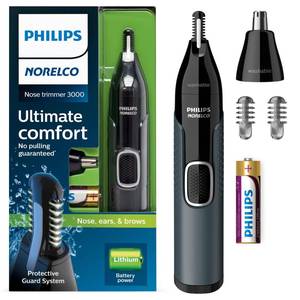 lot 10334 image: Philips Norelco Nose Trimmer 3000, for Nose, Ears and Eyebrows, Black, NT360042