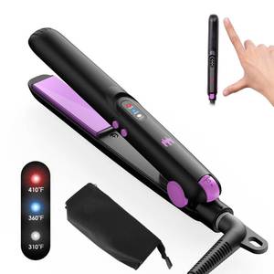 lot 10340 image: Elilier Mini Ceramic Flat Iron 0.7 Inch, Hair Straightener for Short Hair, Curls, Bangs - Adjustable Temperature, Portable Dual Voltage with Travel Pouch for Women, Men