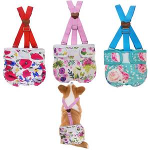 lot 10349 image: 3 Pack Washable Female Dog Diaper with Suspender,Reusable Fixed Doggie Diapers Super Absorbent Leakproof for Small Medium Large Dog in Heat Cycle-S