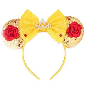 lot 10358 image: YUNISS Mouse Ear Headbands,Sparkle Mouse Ears Headband for Women Girls Cartoon Princess Costume Cosplay Decoration(belle)