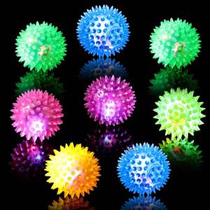 lot 10368 image: Zhanmai 8 Pack 2.55 Inch Light up Bouncy Ball Rubber Light up LED Spiky Balls Strobe Flashing Sensory Toy Blinking Sensory Stress Toys for Party Favors