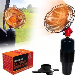 lot 10384 image: Golf Cart Heater, 6500-BTU 2 in 1 Portable Propane Heater for Golf and Camping, Golf Cart Accessories Winter Heating Helpers - 1LB Propane Tank is Not Included
