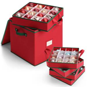 lot 10504 image: MaidMAX Christmas Ornament Storage Box Holiday Decoration Organizer, 64 Christmas Ball Accessories Holder with Adjustable Dividers, Zippered Closure, 4 Removable Trays, 600D Oxford, 12.9x12.9x13