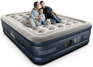 lot 10513 image: iDOO Queen Air Mattress with Built in Pump, 18 Raised Comfort Blow up Mattress, Upgraded Four Chamber Airbed, Inflatable Mattress for Guests and Home, colchon inflable, Air Bed, 650 lbs Max - Retail $86.17