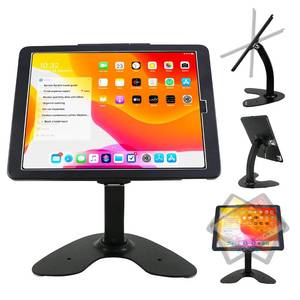 lot 10521 image: CarrieCathy Desktop Wall Mount Anti-Theft Security Kiosk POS Stand Holder Enclosure for 2022 2021 2020 2018 iPad Pro 12.9, Flip & 360° Swivel Design - Retail $96.72