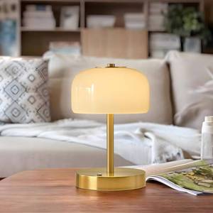 lot 10524 image: PORTRES Cordless Table Lamp Rechargeable Battery Operated Mushroom lamp Opal Glass Shade 3 Way Dimmable LED Touch Outdoor Lamp for Camping Bedroom Dining Living Room Beside Patio Restaurant,Gold