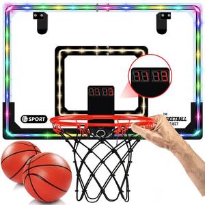 lot 10537 image: NZQXJXZ Extra Large 26 x 17 Pro Indoor Basketball Hoop Over The Door with LED Lighting Electronic Scoreboard, Mini Basketball Hoop for Kids, for Boys Girls Teens Adults B&R