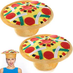 lot 10547 image: Sumind 2 Pieces Funny Pizza Hat Crazy Silly Fun Party Toy Play Hat with Felt Toppings and Plush Fabric Novelty Costume Accessories Pizza Party Supplies Decoration for Carnival, Dramas