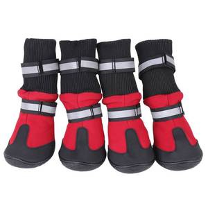 lot 10548 image: GLOGLOW Protective Dog Shoes, Waterproof Dog Boots Dog Shoes with Reflective Strap Dog Boots for Large Dogs(L-Rojo)