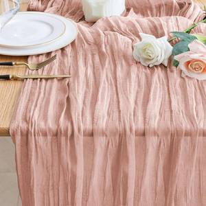lot 10549 image: Wokceer Cheesecloth Table Runner Dusty Pink 10FT Boho Gauze Wedding Cheese Cloth Table Runner for Party 120 Inches Long Easter Rustic Sheer Table Runners for Baby Bridal Shower Decor