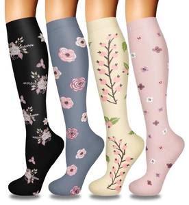 lot 10570 image: Iseasoo 4 Pairs Compression Socks for Women circulation-Best Support for Nurses,Running,Athletic,Travel L-XL
