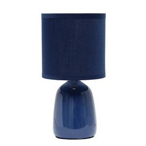 lot 10707 image: Simple Designs LT1134-NAV 10.04 Tall Traditional Ceramic Thimble Base Bedside Table Desk Lamp w Matching Fabric Shade for Home Decor, Nightstand, Bedroom, Living Room, Entryway, Office, Navy
