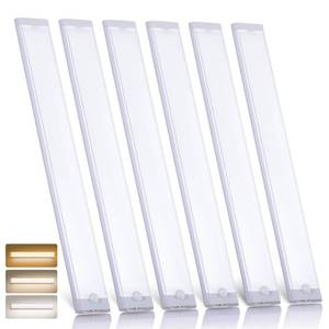 lot 10721 image: QENLAI 16 inch Under Cabinet Lighting, 120 LEDs Motion Sensor Light Bar Indoor, USB-C Rechargeable 3 Color Temps Dimmable Wireless Kitchen Closet Magnetic Lights Bar for Night Stairs(6 Pack)