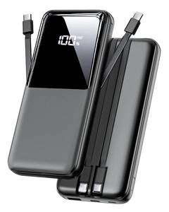 lot 10727 image: Portable Charger Power Bank - 15000mAh Fast Charging Powerbank Battery Pack with Built in USB-C(22.5W) and iOS(20W) Output Cable Compatible with iPhone Android Samsung etc (1 Pack, Black)