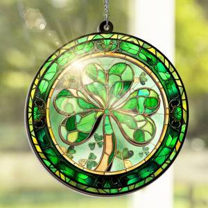 lot 10750 image: St Patricks Day Decorations - Irish Gifts for Women Men Friends Family, Shamrock Decorations, St Patricks Day Accessories - Double Layered Hanging Suncatcher 12 in