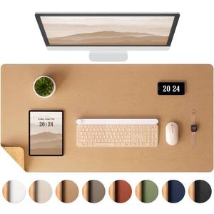 lot 10756 image: Aothia Dual-Sided Desk Pad - Leather Desk Mat, Natural Cork Desk Pad Protector, Large Mouse Pad for Desk, Waterproof Desk Blotter Pad, Desk Writing Pad for Office WorkHome, Apricot(37.8x17)