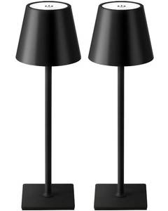 lot 10757 image: KDG 2 Pack Cordless Table Lamp,Portable LED Desk Lamp, 5000mAh Battery Operated, 3 Color Stepless Dimming Up, for RestaurantBedroomBarsOutdoor PartyCampingCoffee Shop Night Light(Black) - Missing one pole