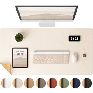 lot 10758 image: Aothia Dual-Sided Desk Mat - Natural Cork & Leather Desk Protector, Large Mouse Pad & Writing Pad for OfficeHome, Beige (37.8x17)
