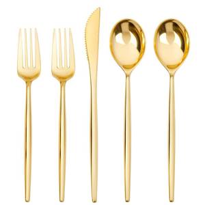 lot 10759 image: SUT 300 Pcs Gold Plastic Cutlery, Gold Utensils Disposable, Gold Plastic Silverware Set Include 100 Gold Plastic Forks, 100 Gold Plastic Spoons, 100 Gold Plastic Knives Heavy Duty Flatware for Party