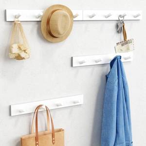 lot 10763 image: Forbena White Coat Hooks Wall Mount for Hanging 4 Pack, 16 Inch Wood Entryway Coat Rack Wall Mounted Heavy Duty, Modern Large Wall Hooks for Hats Kids Clothes Bags Purses Caps Closet - 16 Hooks