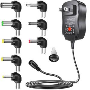 lot 10767 image: SoulBay 24W Universal ACDC Adapter 3V 4.5V 5V 6V 7.5V 9V 12V 2A Power Supply for LED Light Strip Router HUB Speaker TV Box Household Electronics 1A 1.5A 2.0A 2000mA Amp Max, Center Positive