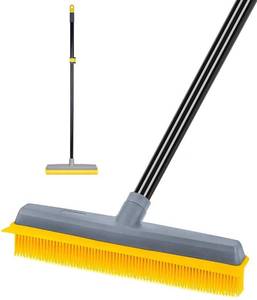 lot 10770 image: Pet Hair Broom Rubber Broom 59 Long Handle with Build-in Squeegee for Sweeping Hardwood Floor Tile