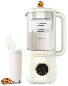 lot 10772 image: IntreLife 40 oz Nut Milk Maker Machine with 18700 RPM High Speed, No Soaking Needed 8 in 1 Soy Milk Maker, Plant Based Milk Maker for Almond, Oat, with Delay StartKeep WarmSelf Cleaning, White