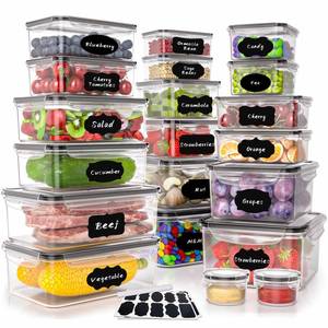 lot 10777 image: GEIKR 40 PCS Plastic Food Storage Containers with Lids Airtight, BPA-Free Leakproof Meal Prep Containers Reusable,Microwave & Dishwasher & Freezer Safe,Includes Labels & Pen