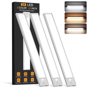 lot 10790 image: Under Cabinet Lighting Wireless, 54 LED Motion Sensor Light Indoor, 3 Color Dimmable Closet Lights Battery Operated, Rechargeable Magnetic Light, Under Counter Lights for Kitchen, Stairs, Home (3Pack)