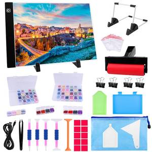 lot 10797 image: Ratukall A4 Diamond Painting Light Pad Kit, Light Board for Diamond Painting Accessories, Tracing Light Box with 5D Painting Tools Set for Full Drill & Partial Drill Art