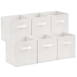lot 76247 image: Lifewit 11 Inch Cube Storage Bins, Storage Cubes Foldable Medium Decorative Fabric Storage Baskets for Organizing Home Organizers with Handles for Shelves, Closet, White