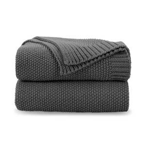 lot 76249 image: CozeCube Dark Grey Throw Blanket for Couch, Soft Cozy Cable Knit Throw for Bed Sofa Living Room, Lightweight Warm Decorative Farmhouse Christmas Blanket, 50x60, Charcoal Grey