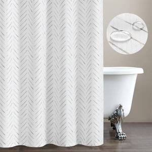 lot 76254 image: jinchan Extra Long Taupe Grey and White Shower Curtain Herringbone Modern Fabric Shower Curtain Zig Zag Inky Chevron Farmhouse Shower Curtains for Bathroom Waterproof Hooks Included 70x84 inch